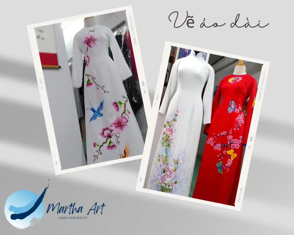 vẽ áo dài cô dâu sinh năm 1995