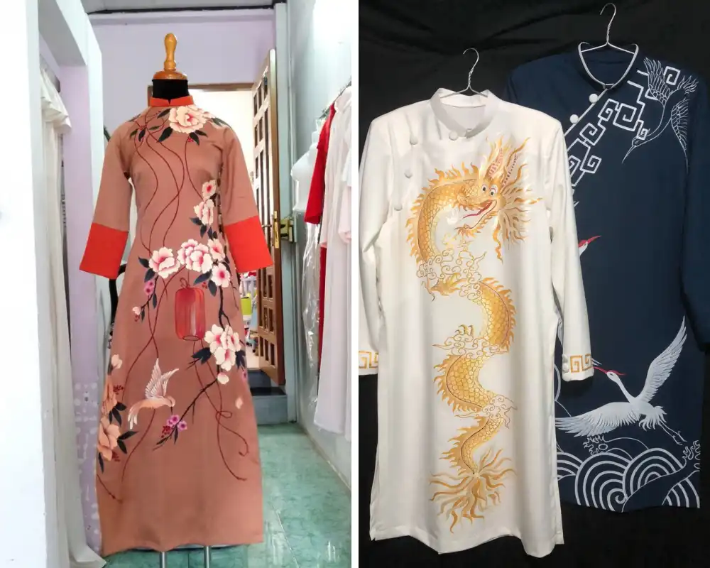 lựa chọn hoạ tiết màu sắc hợp phong thuỷ cho vẽ áo dài