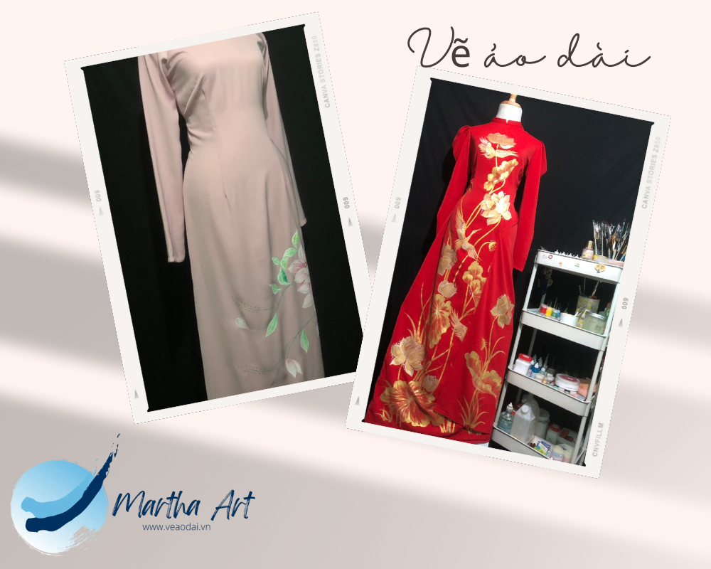 Vẽ áo dài cưới Huế