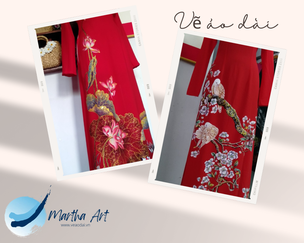 vẽ áo dài cưới đơn giản
