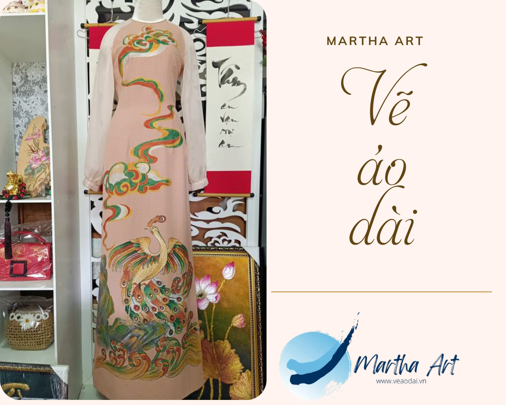 vẽ áo dài cưới hồng
