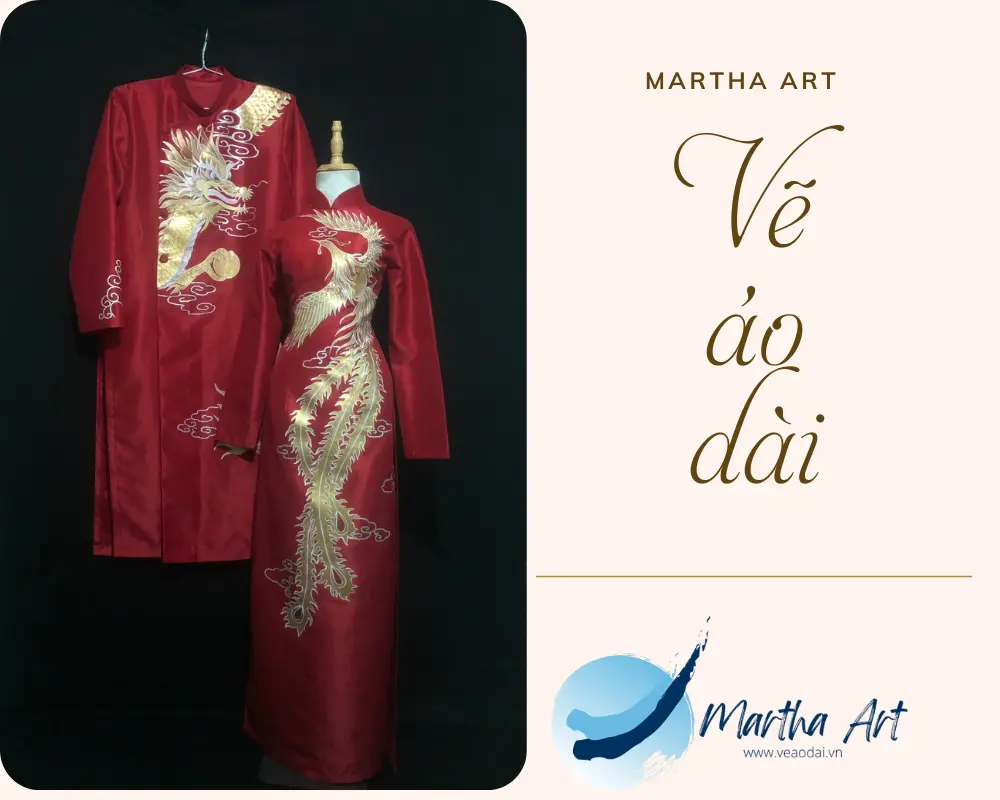 Vẽ áo dài cưới truyền thống