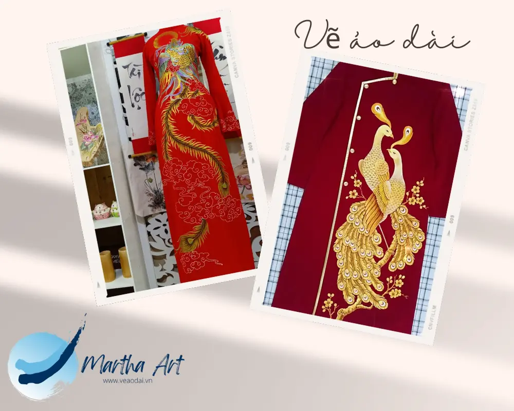 Vẽ áo dài cưới truyền thống