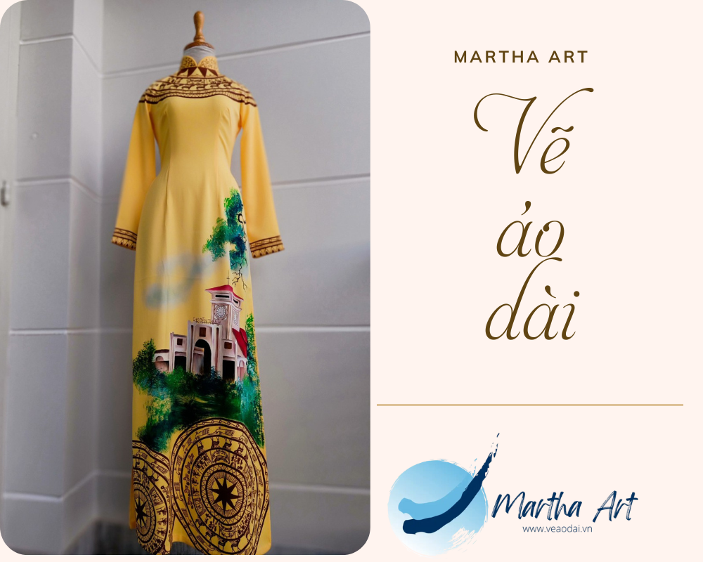 vẽ áo dài cưới vàng