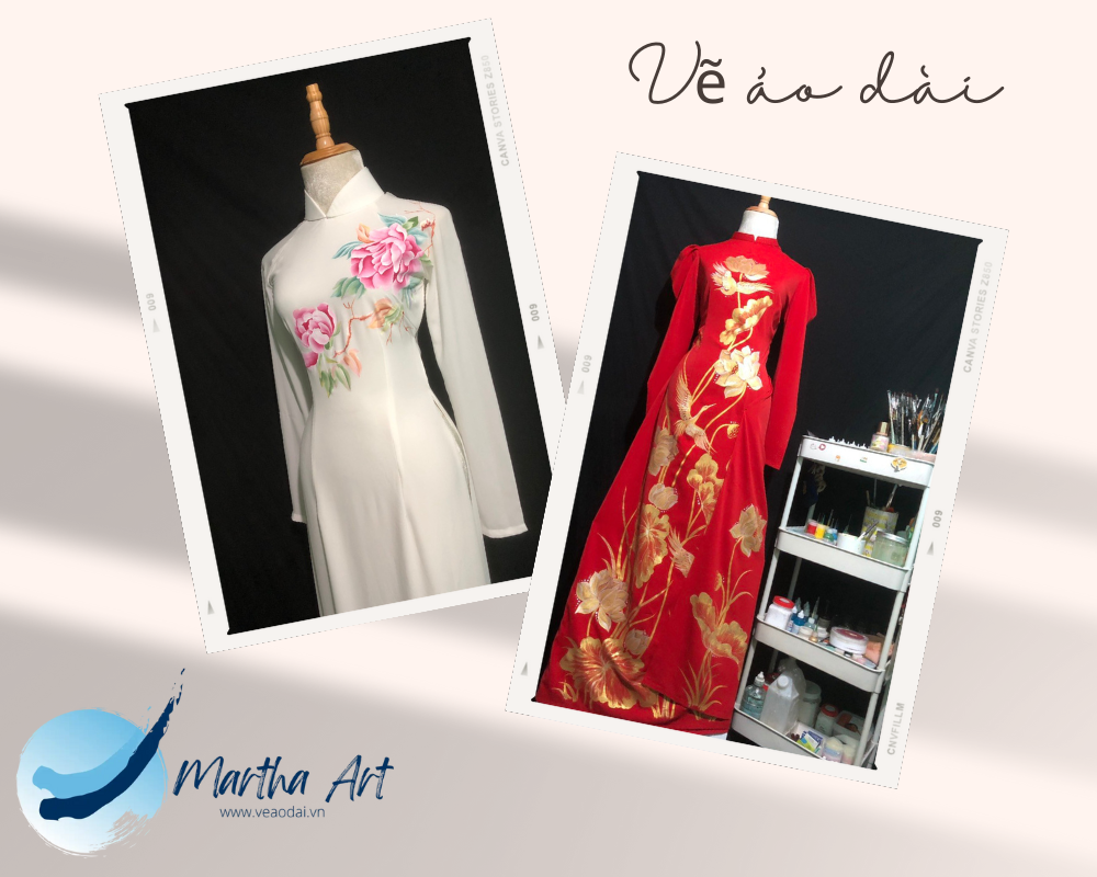 vẽ áo dài cưới