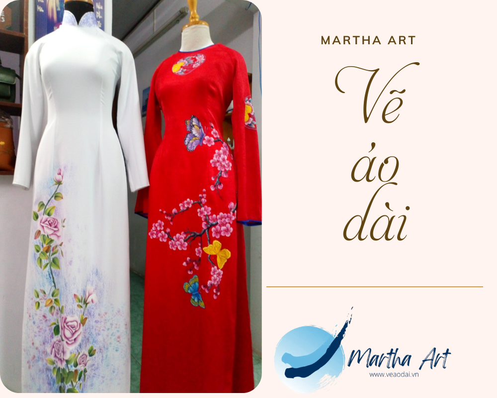 Vẽ áo dài cưới lụa Nha Trang