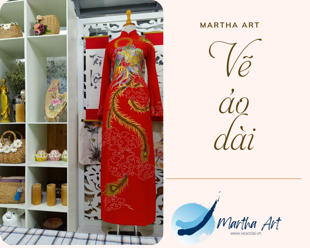 Vẽ áo dài cưới lụa Nha Trang