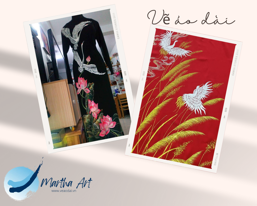 Vẽ áo dài bà sui chim hạc
