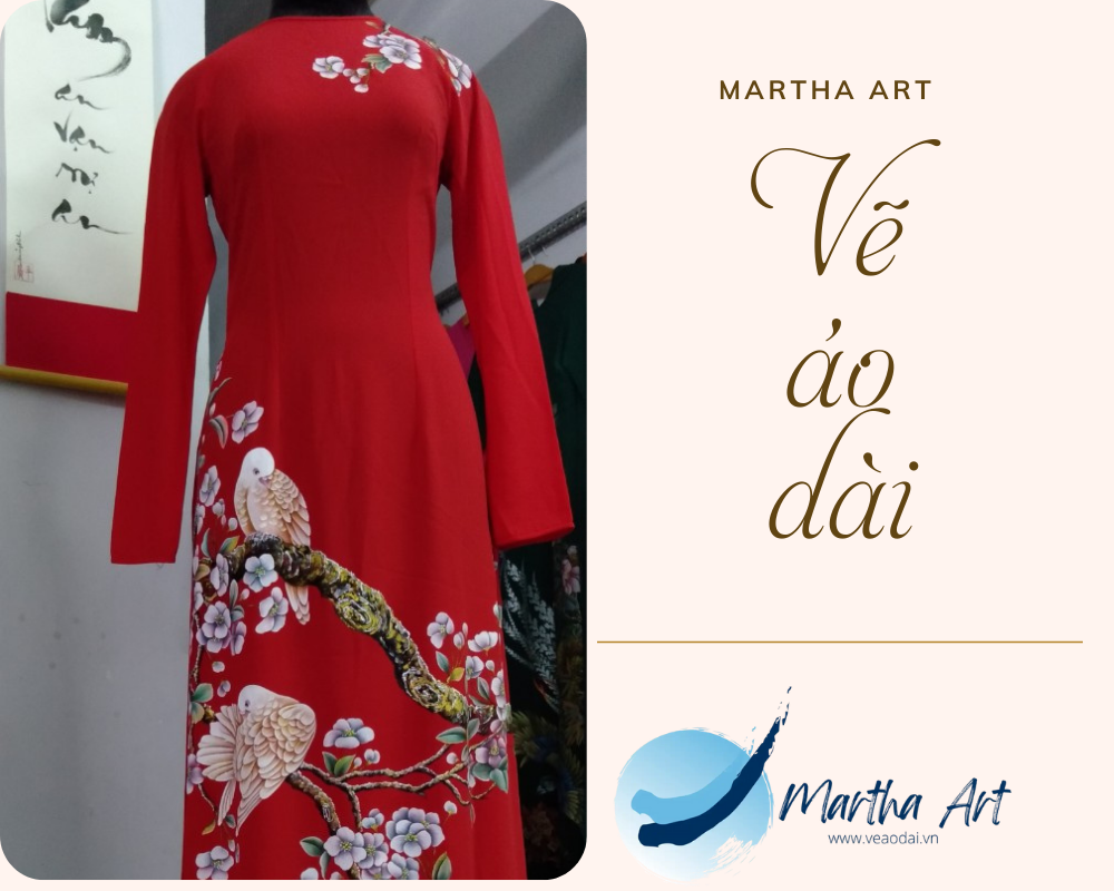 Vẽ áo dài bà sui hoa đào