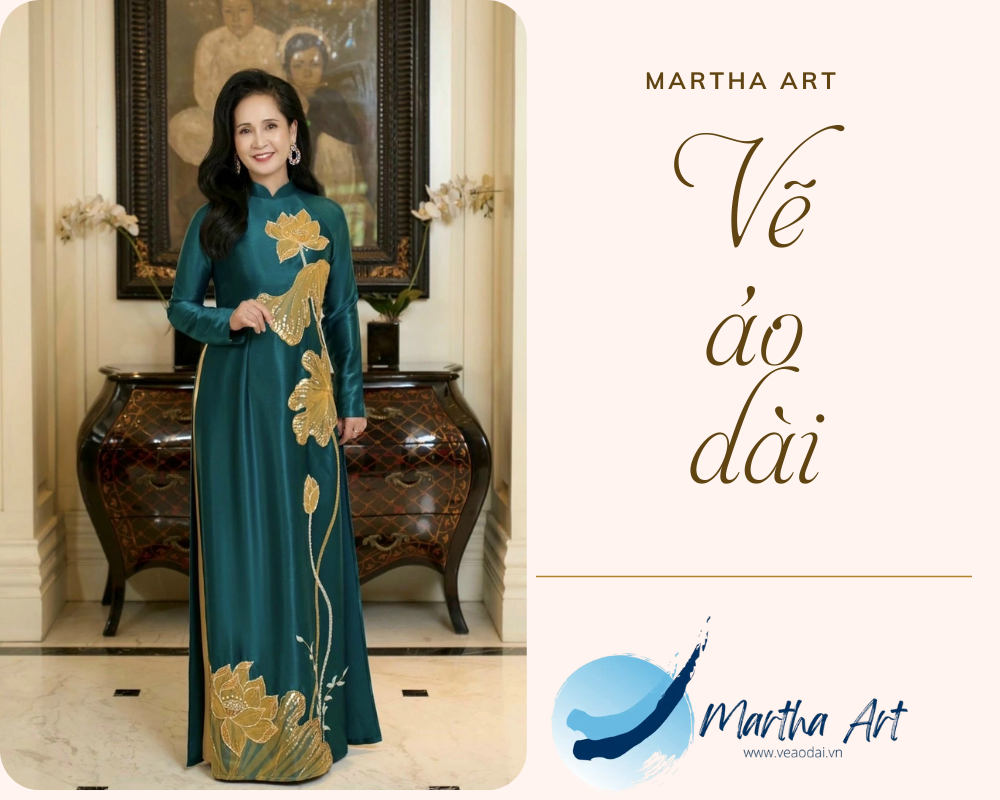 Vẽ áo dài bà sui hoa sen