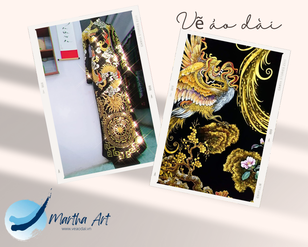 Vẽ áo dài bà sui rồng phượng