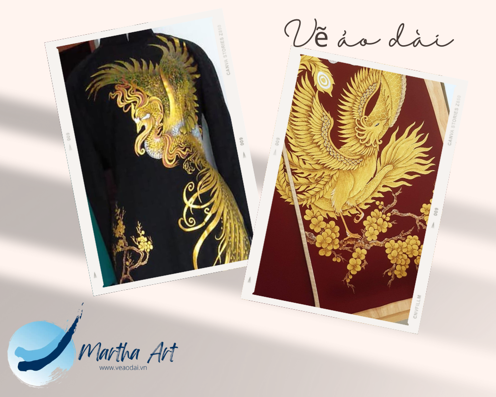 Vẽ áo dài bà sui rồng phượng