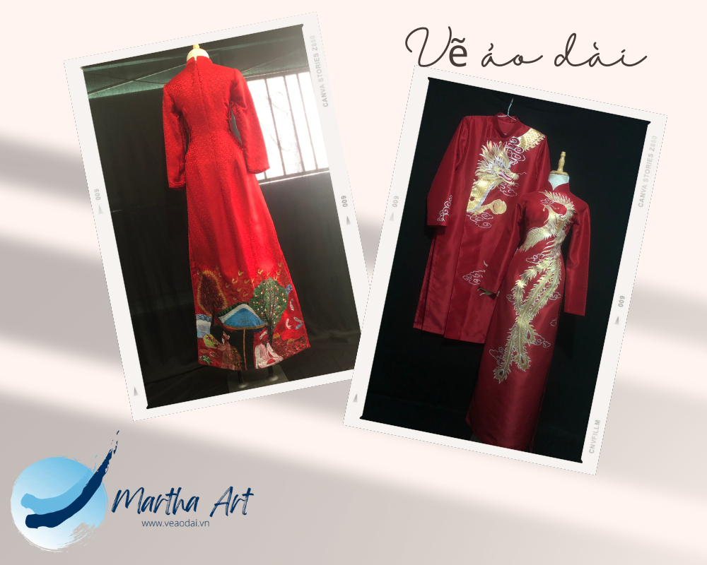 vẽ áo dài cưới