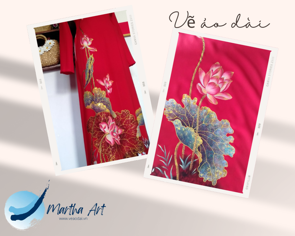 Họa Tiết Quốc Hoa Trên vẽ Áo Dài nữ
