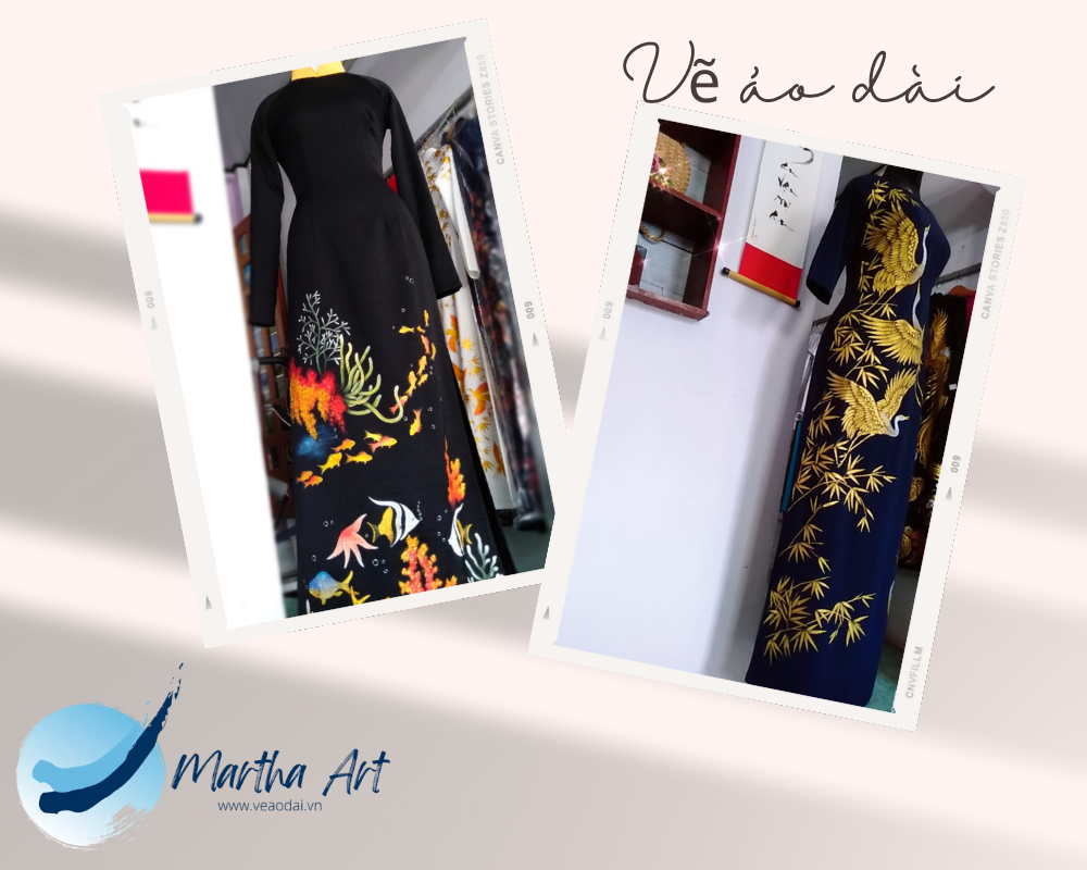 Vẽ Áo Dài nữ họa tiết dân gian