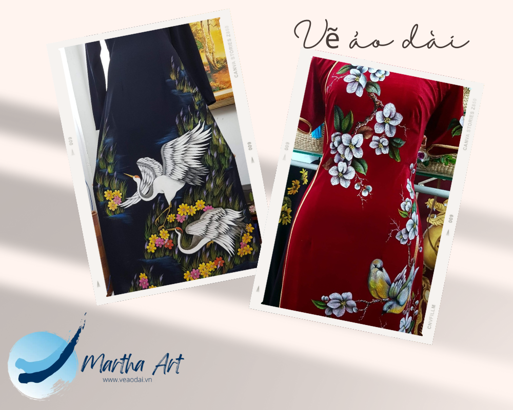 Vẽ áo dài nữ chim hạc