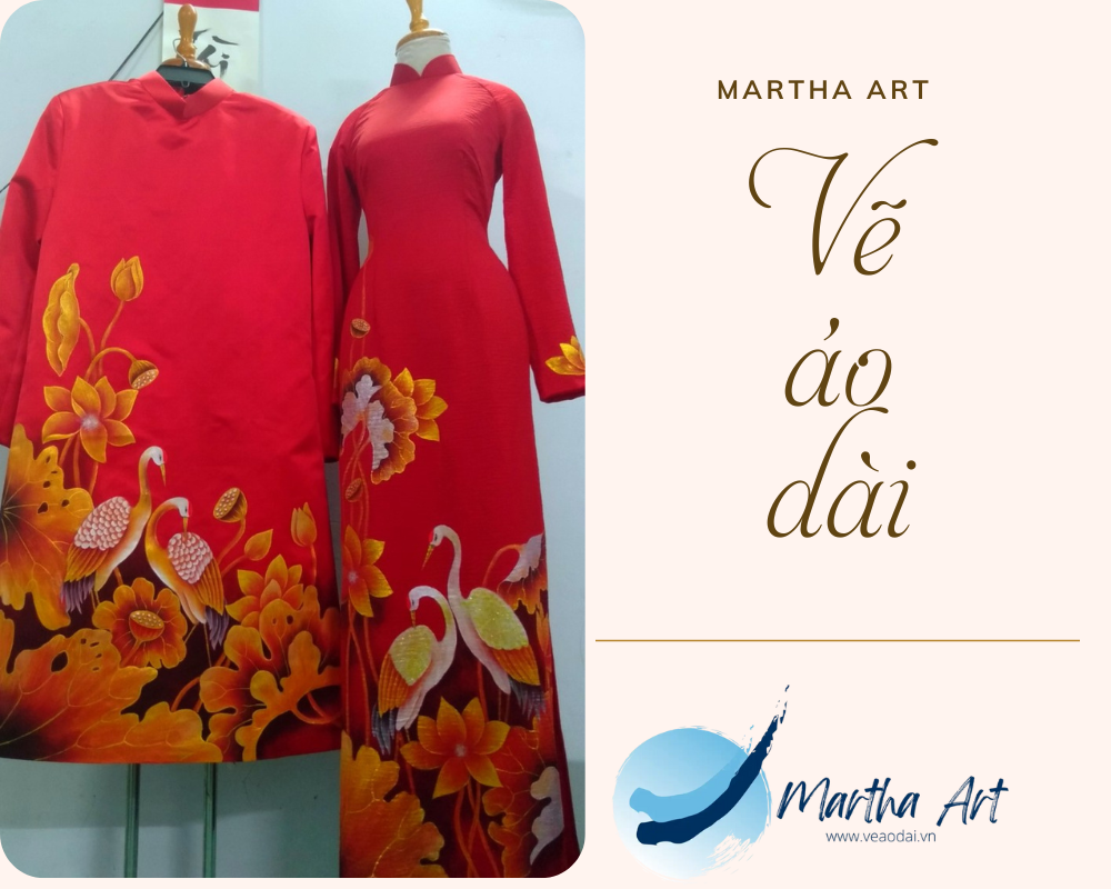 Vẽ áo dài nữ màu đỏ