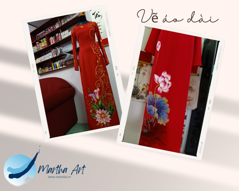 Vẽ áo dài nữ màu đỏ