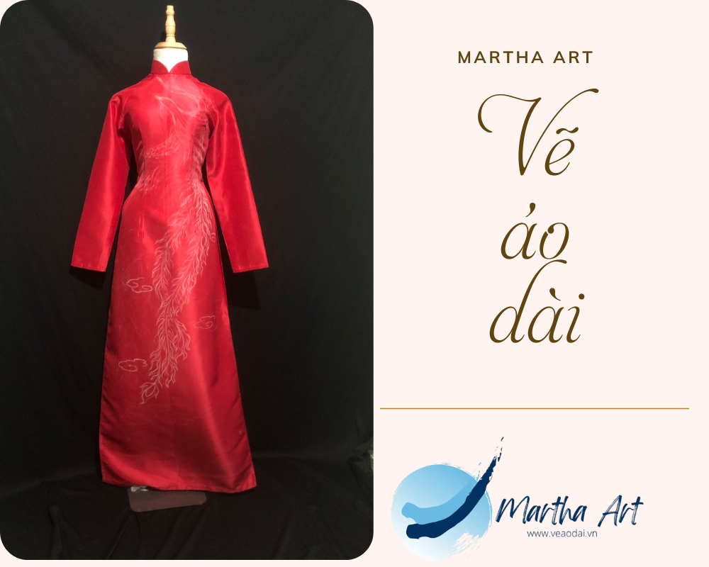 Vẽ áo dài nữ màu đỏ