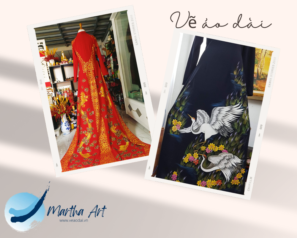 vẽ áo dài nữ rồng phượng