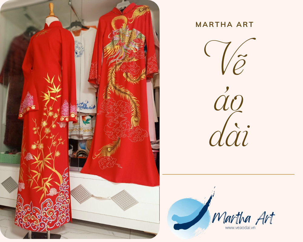 vẽ áo dài nữ rồng phượng