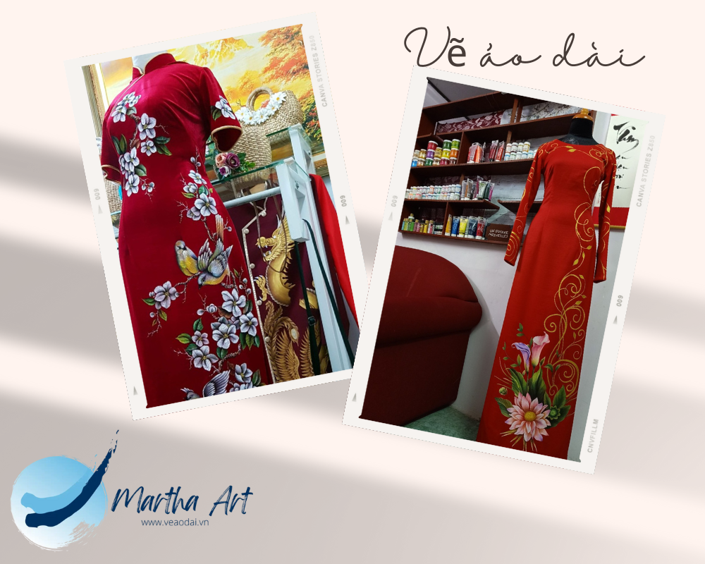 mẫu áo dài đỏ đẹp