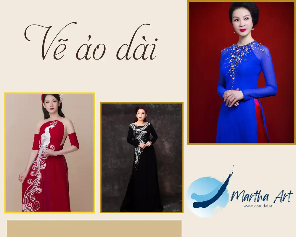 Vẽ Áo Dài Nữ Đính Đá