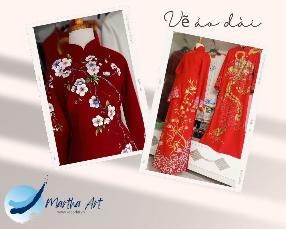 mẫu áo dài đỏ trơn