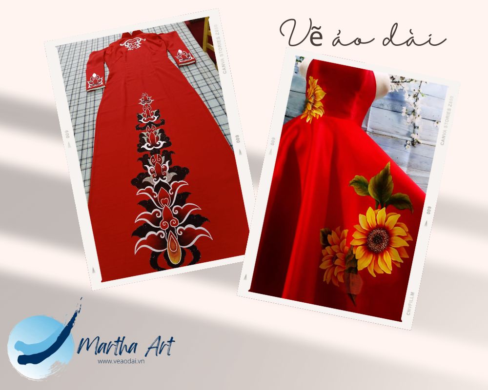 mẫu áo dài đỏ trơn