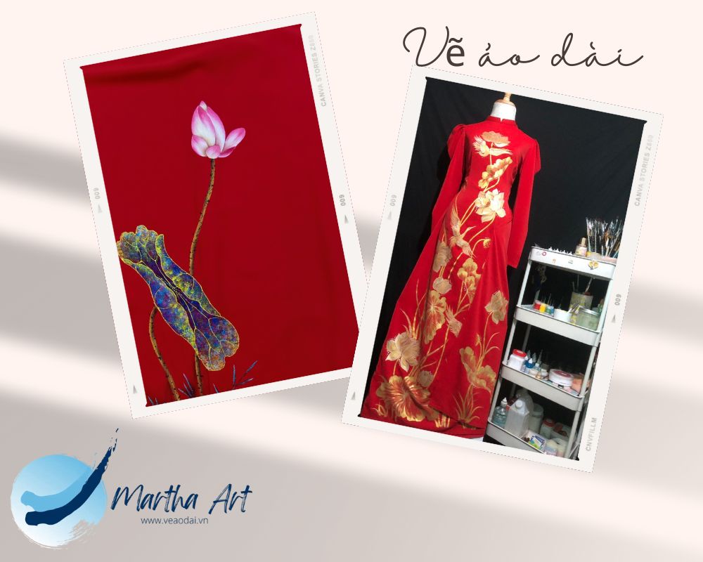 vẽ áo dài hoa sen